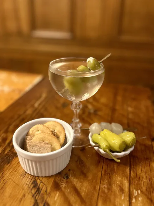 Vodka Martini, slightly wet and dirty, stirred